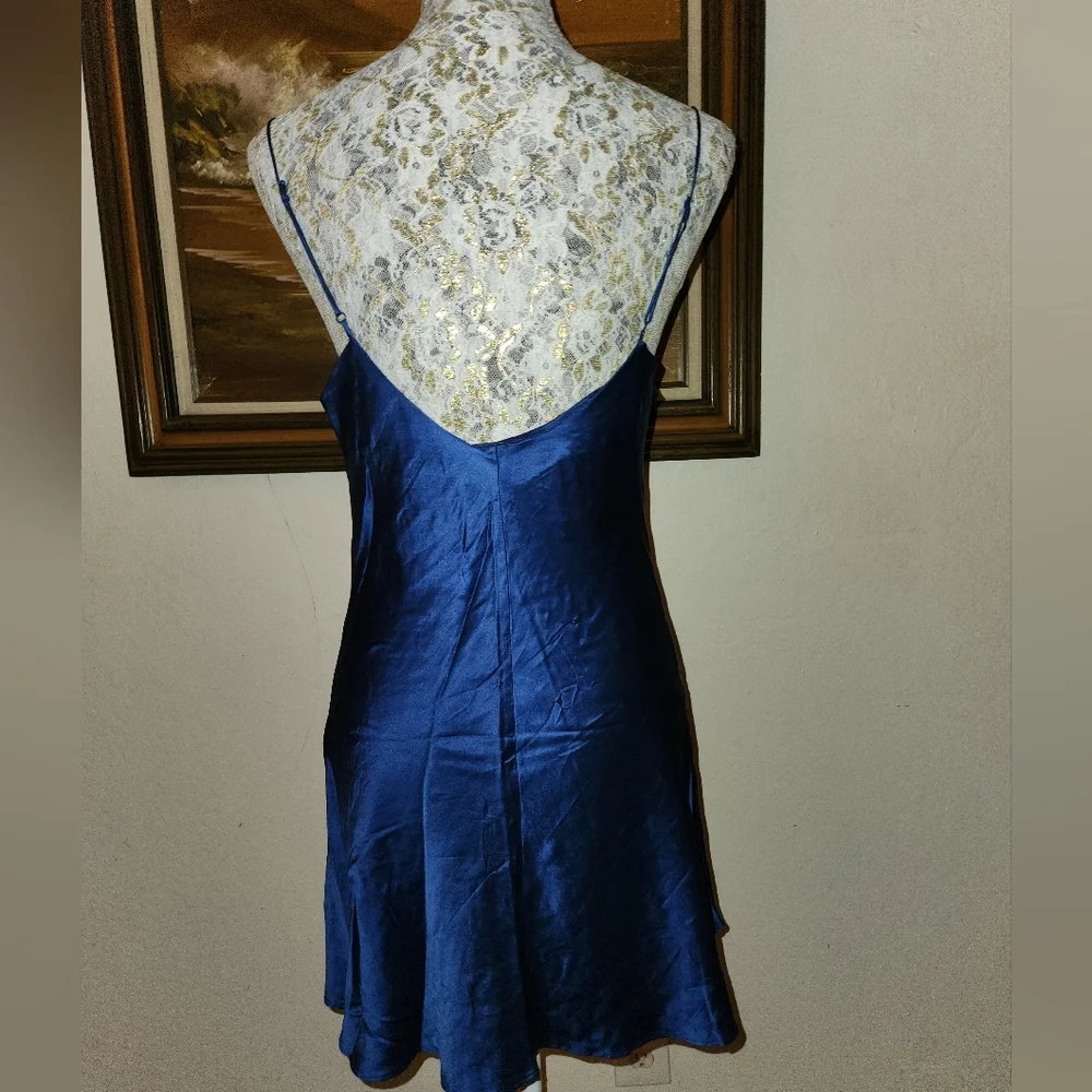Vintage Pure Silk 1990s Victorias Secret  Royal Blue Slip Dress - Picture 14 of 16